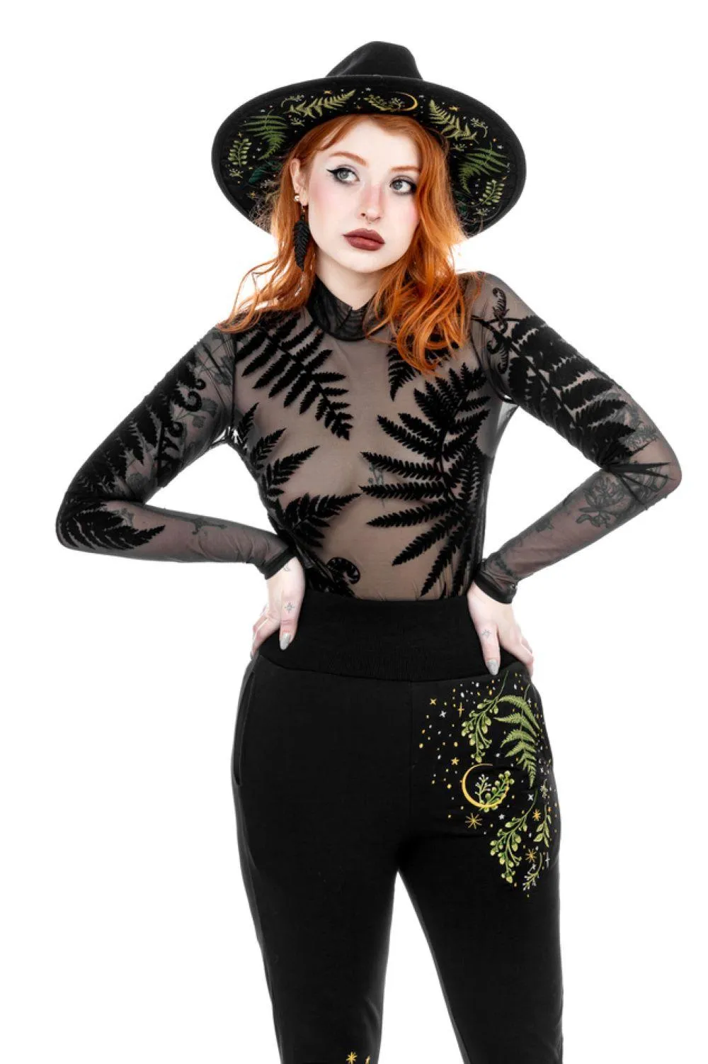 Restyle - Herbal Witch - Wide Brim Witchy Hat