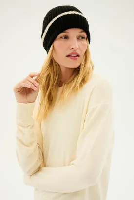 Rib Beanie - Black/Creme