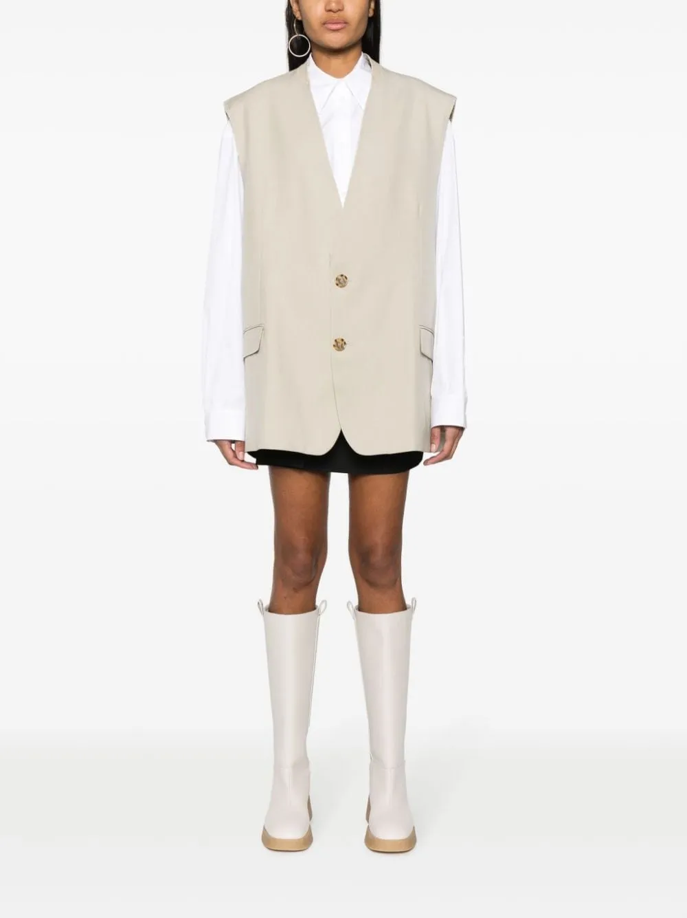 SINGLE-BREASTED TAILORED WOOL BLEND VEST