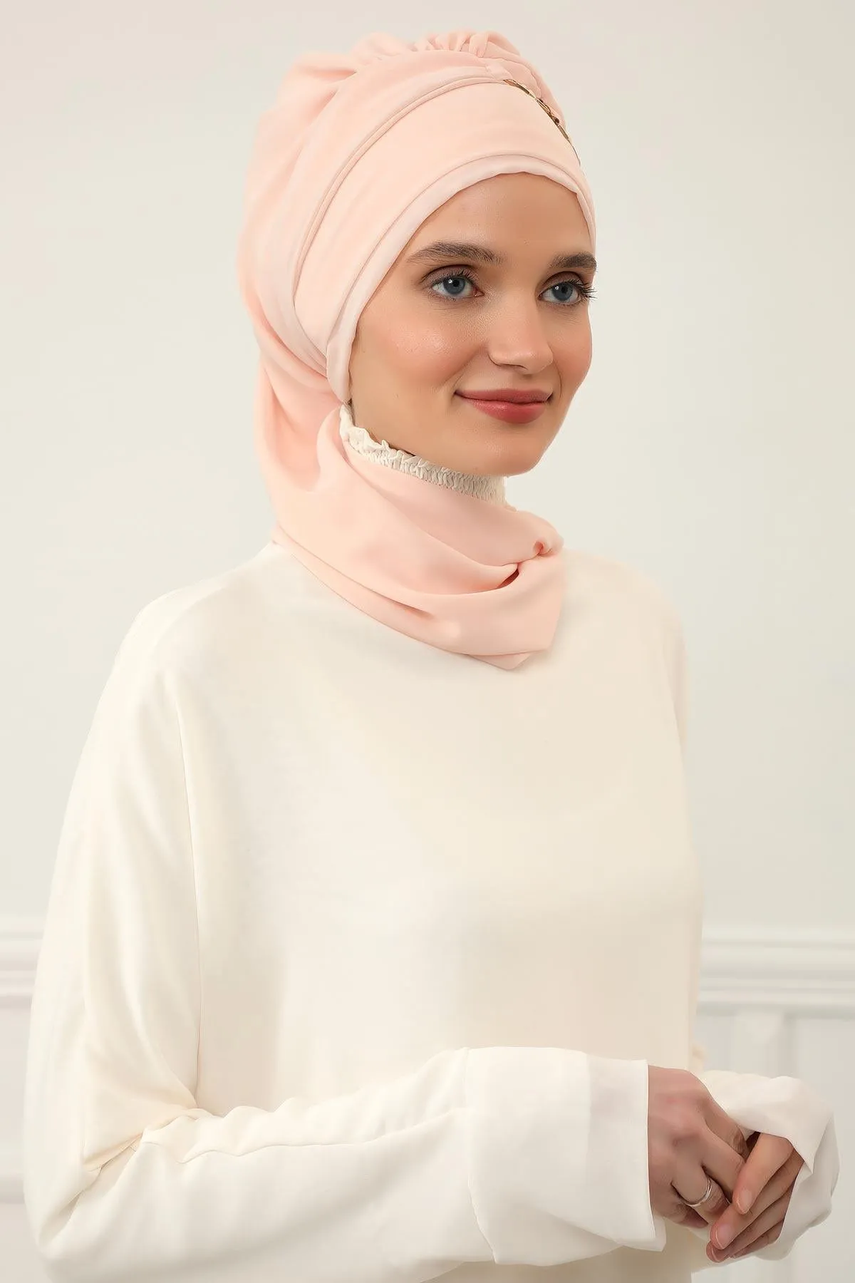 Stylish Instant Turban with Elegant Gold Chain Detail made from High Quality Chiffon Fabric, Breathable Headscarf Turban For Women,HT-28