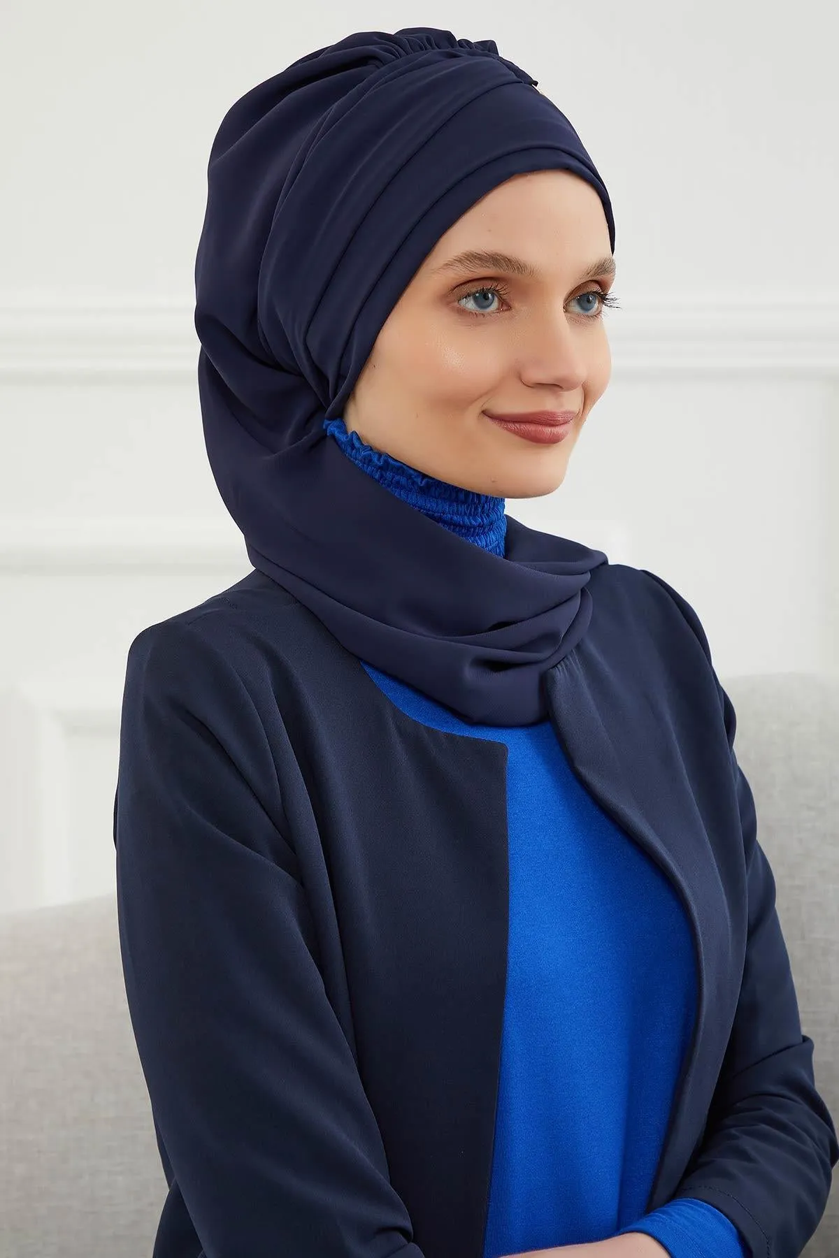 Stylish Instant Turban with Elegant Gold Chain Detail made from High Quality Chiffon Fabric, Breathable Headscarf Turban For Women,HT-28
