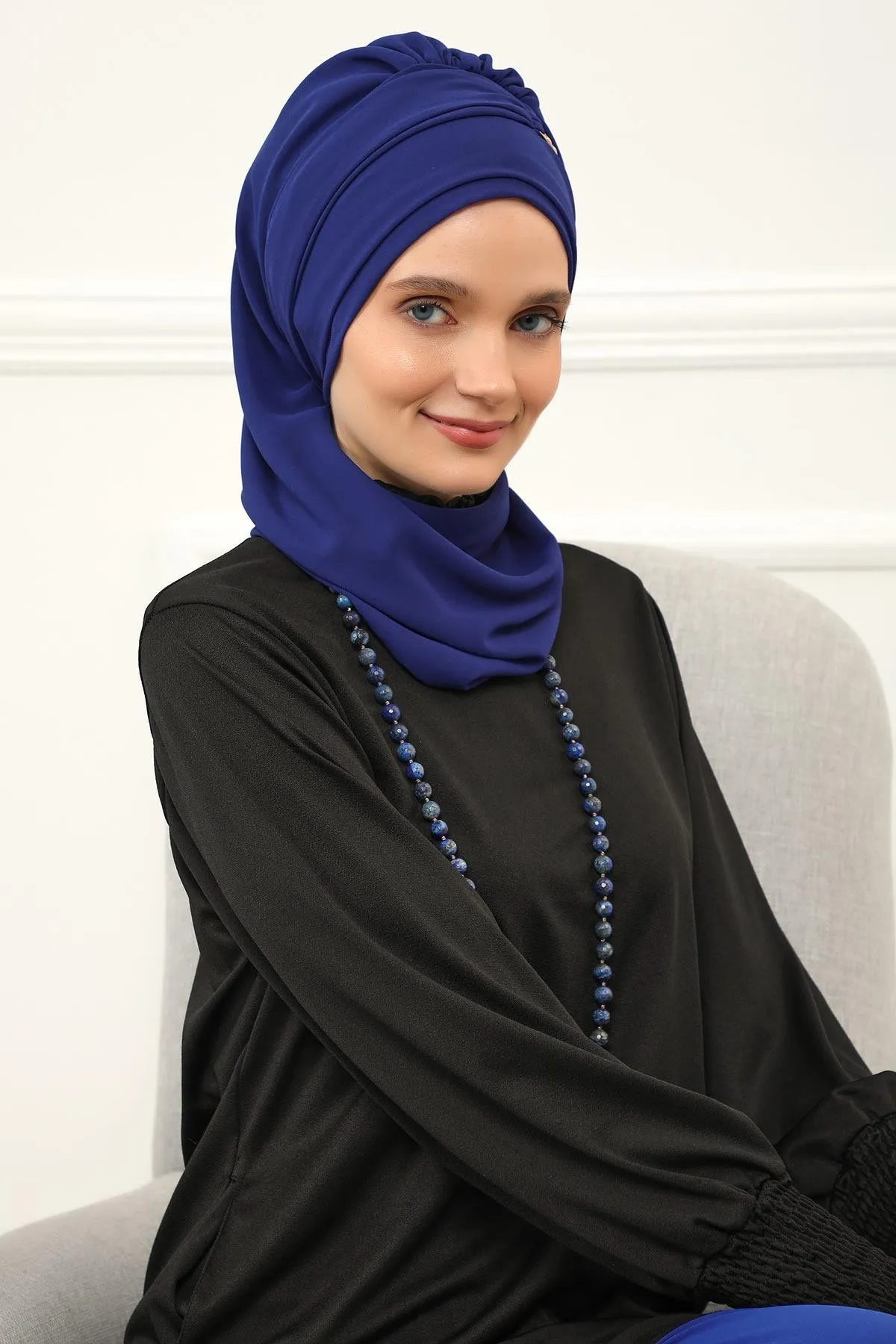 Stylish Instant Turban with Elegant Gold Chain Detail made from High Quality Chiffon Fabric, Breathable Headscarf Turban For Women,HT-28