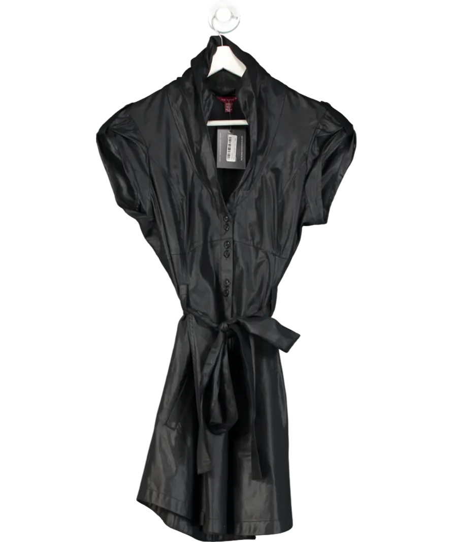 Ted Baker Black Belted Puff Sleeve Button Down Mini Dress UK 14
