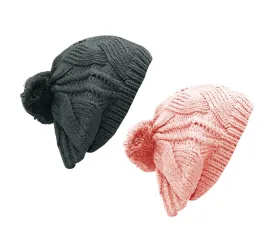 Thick Cable Knit Pom Pom French Beret Warm Fall Winter Hat Beanie