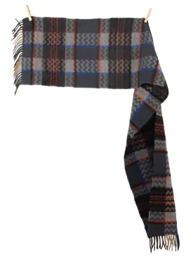 Vintage 70s Wool Abstract Plaid Check & Zig Zag Patterned Long Wrap Winter Scarf