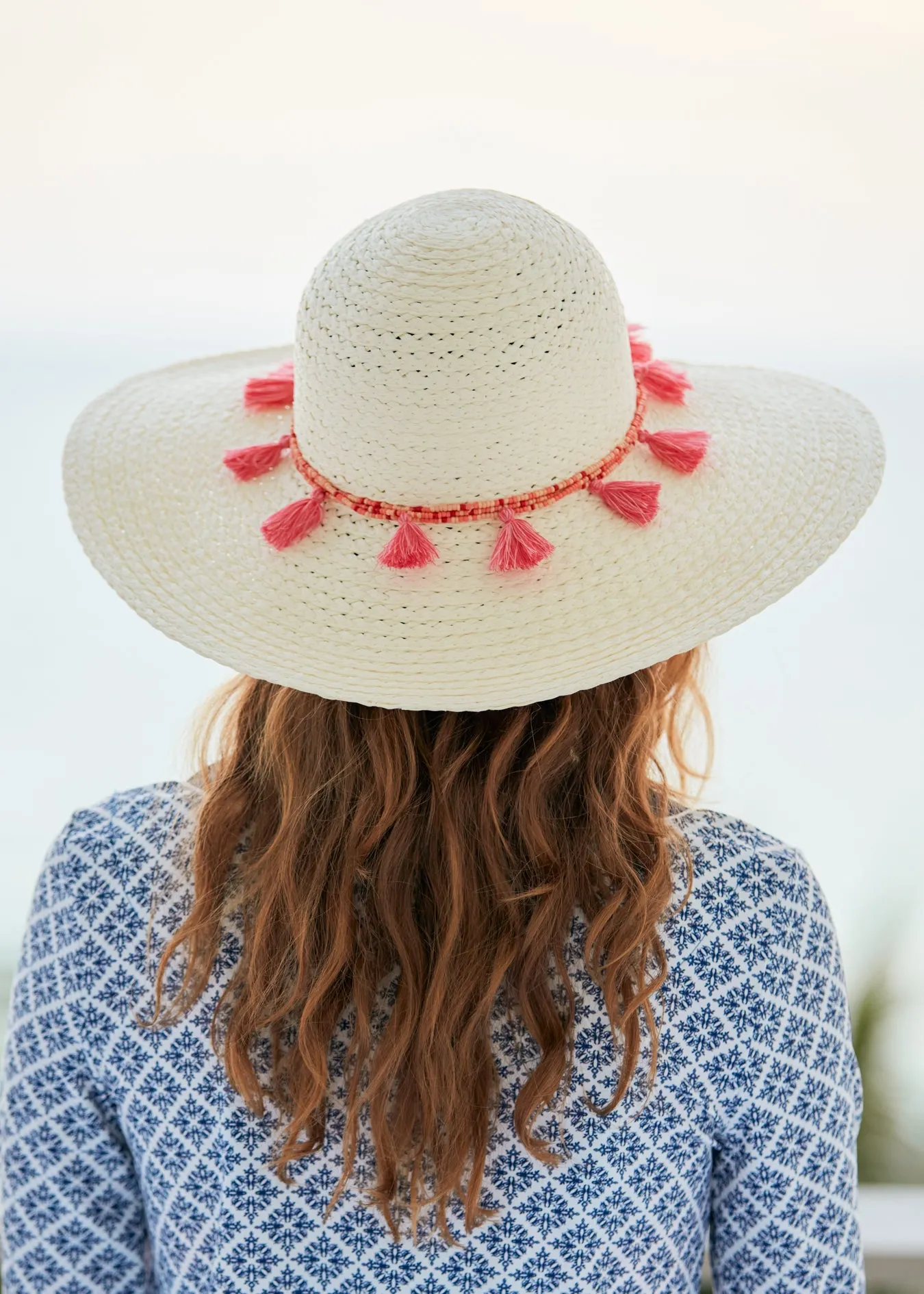 White Wide Brim Sun Hat