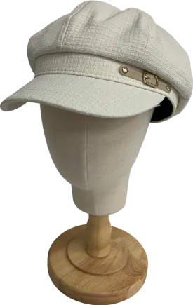 White Womens Felt Baker Boy Hat One Size