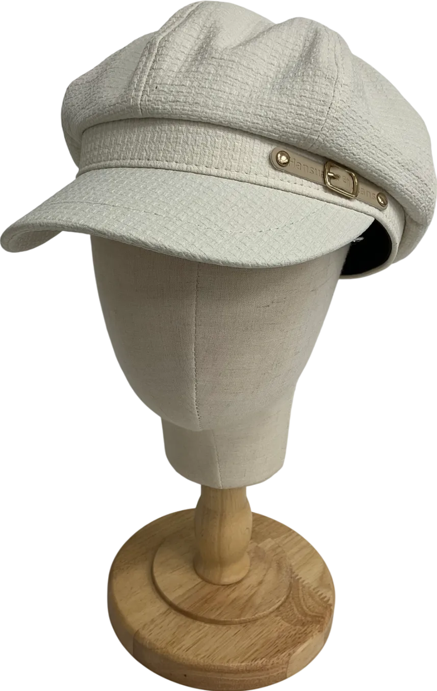 White Womens Felt Baker Boy Hat One Size